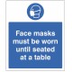 Face Masks must be Worn until Seated