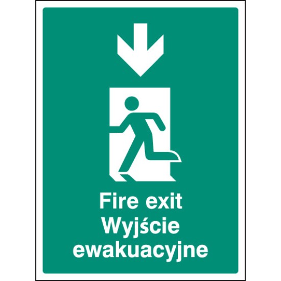 Fire Exit Arrow - Down (English / Polish)