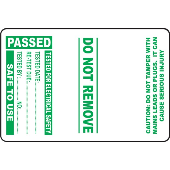 Passed - PAT Test Cable Wrap Labels (Roll of 100)