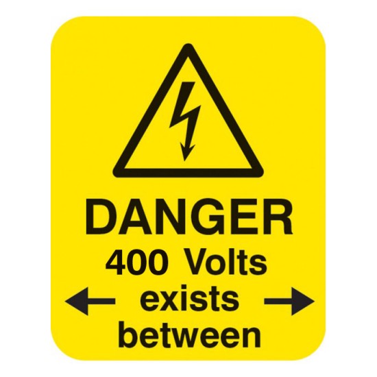 Danger - 400 Volts < Exists Between > - Labels