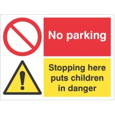 No Parking - Stopping Here Puts Children in Danger