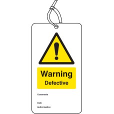 Warning - Defective - Double Sided Safety Tag (Pack of 10)