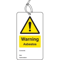 Warning - Asbestos - Double Sided Safety Tag (Pack of 10)