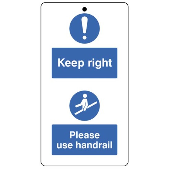 Keep to the Right & Use the Handrail - Double Sided Tags (Pack of 10)