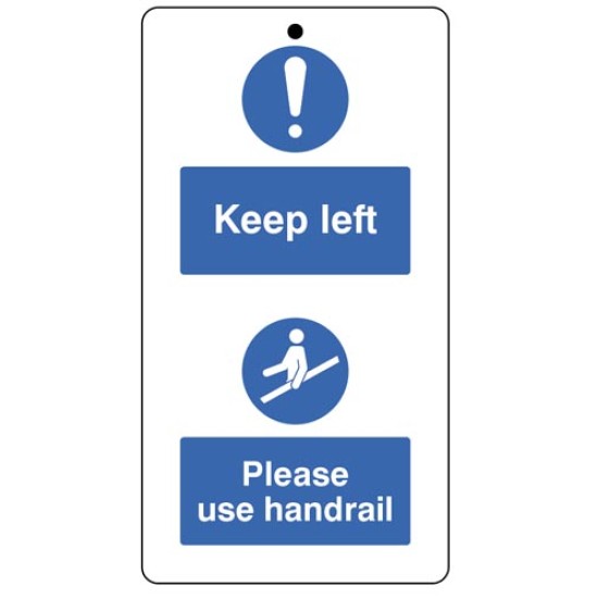 Keep to the Left & Use the Handrail - Double Sided Tags (Pack of 10)