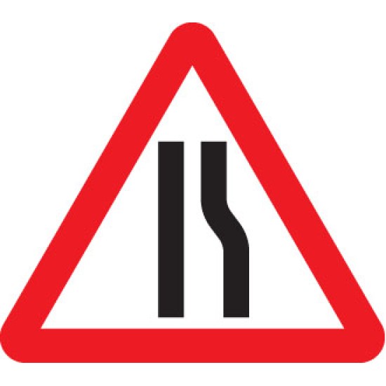 Fold Up Sign - Road Narrows Right Symbol 600mm Triangle Sign