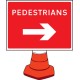 Pedestrians - Arrow Right - Cone Sign