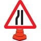 Road Narrowing Left - Cone Sign