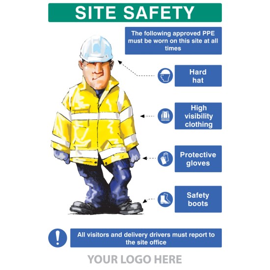 PPE Requirement Sign (Hat - Hivis - Gloves - Boots)