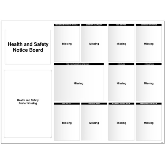 Site Notice Board with Doc Wallets (Health & Safety)