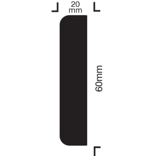 Impact Protection - Rectangle 60 / 20 - Self Adhesive