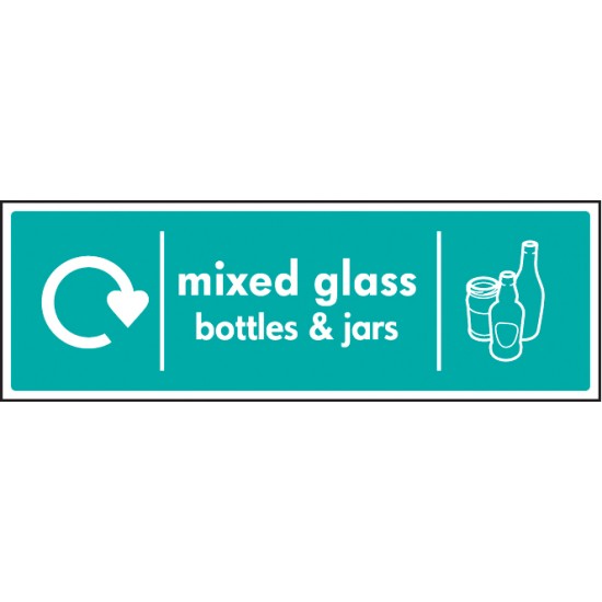 Mixed Glass Bottles & Jars - WRAP Recycling Sign