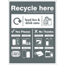 Food Tins and Drink Cans - WRAP Recycle Here Sign