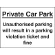 Private Car Park - Unauthorised Parking Will Result in a Ticket and Fine